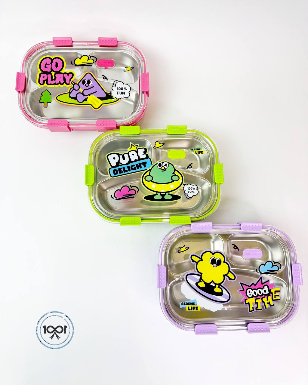 ظرف غذای استیل تک‌طبقه ۳ قسمتی فانتزی