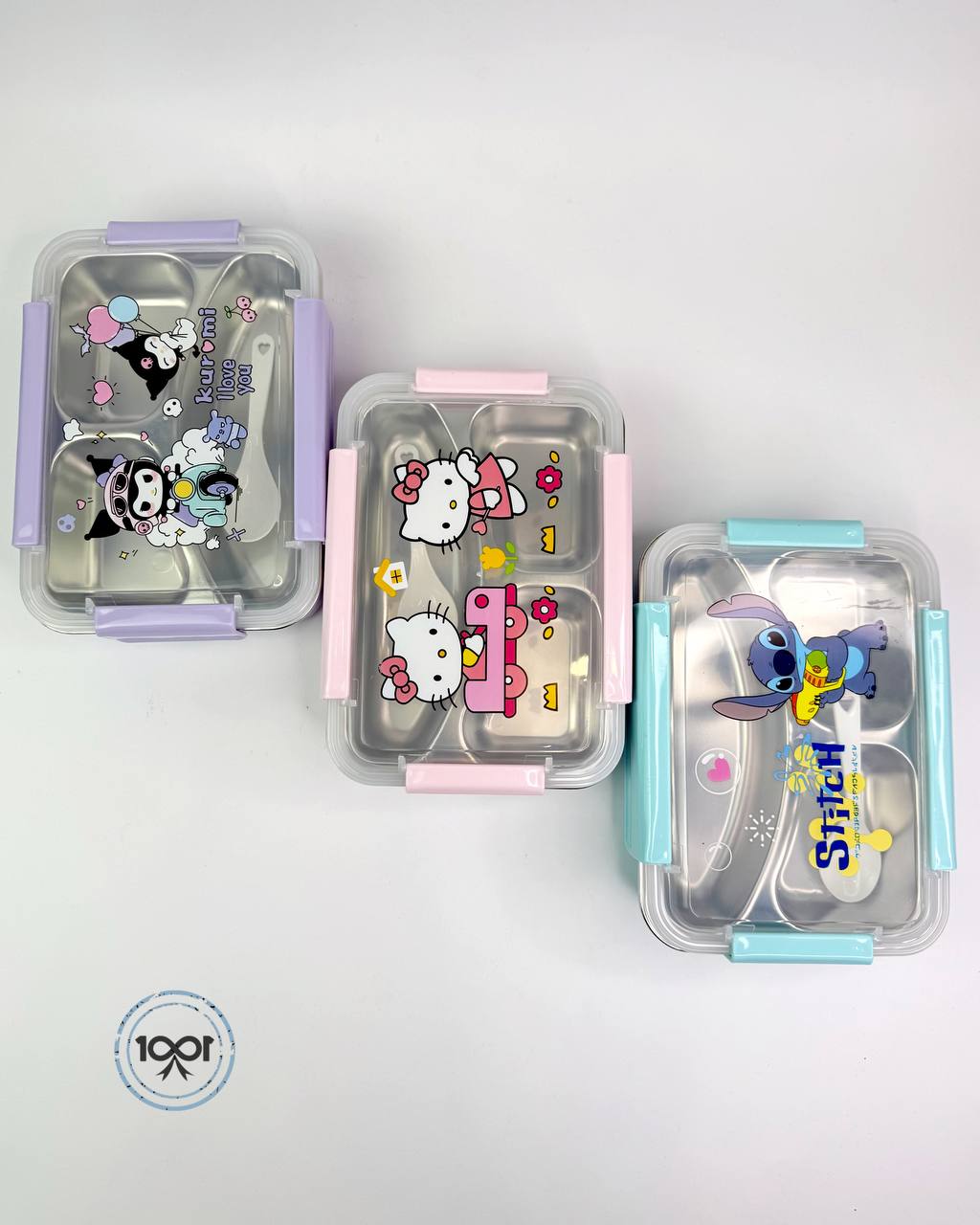 ظرف غذای استیل تک‌طبقه ۳ قسمتی کرومی-استیچ-کیتی