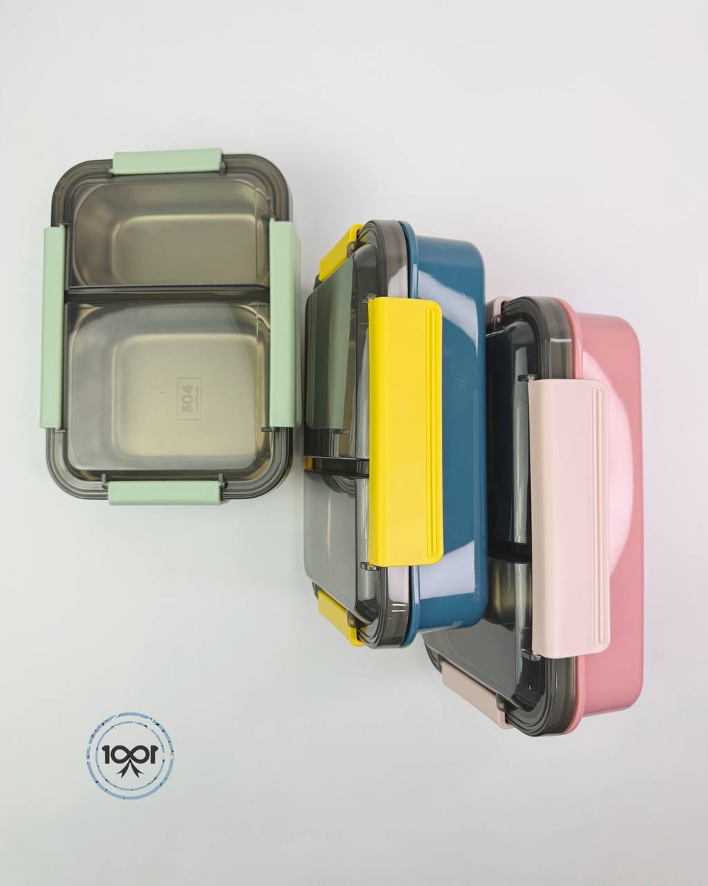 ظرف غذای استیل واشردار 2قسمتی